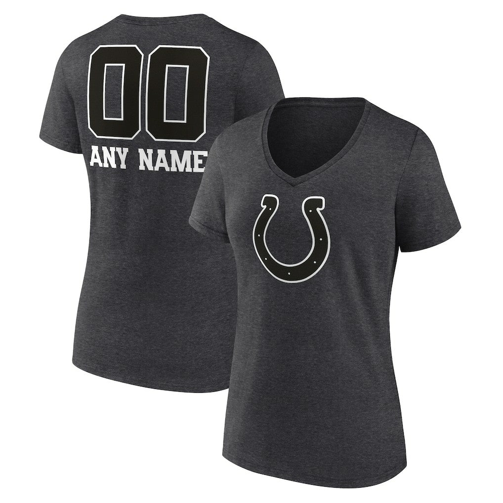 Indianapolis Colts Women's Personalized Name & Number Monochrome V-Neck Long Sleeve T-Shirt - Charcoal discount