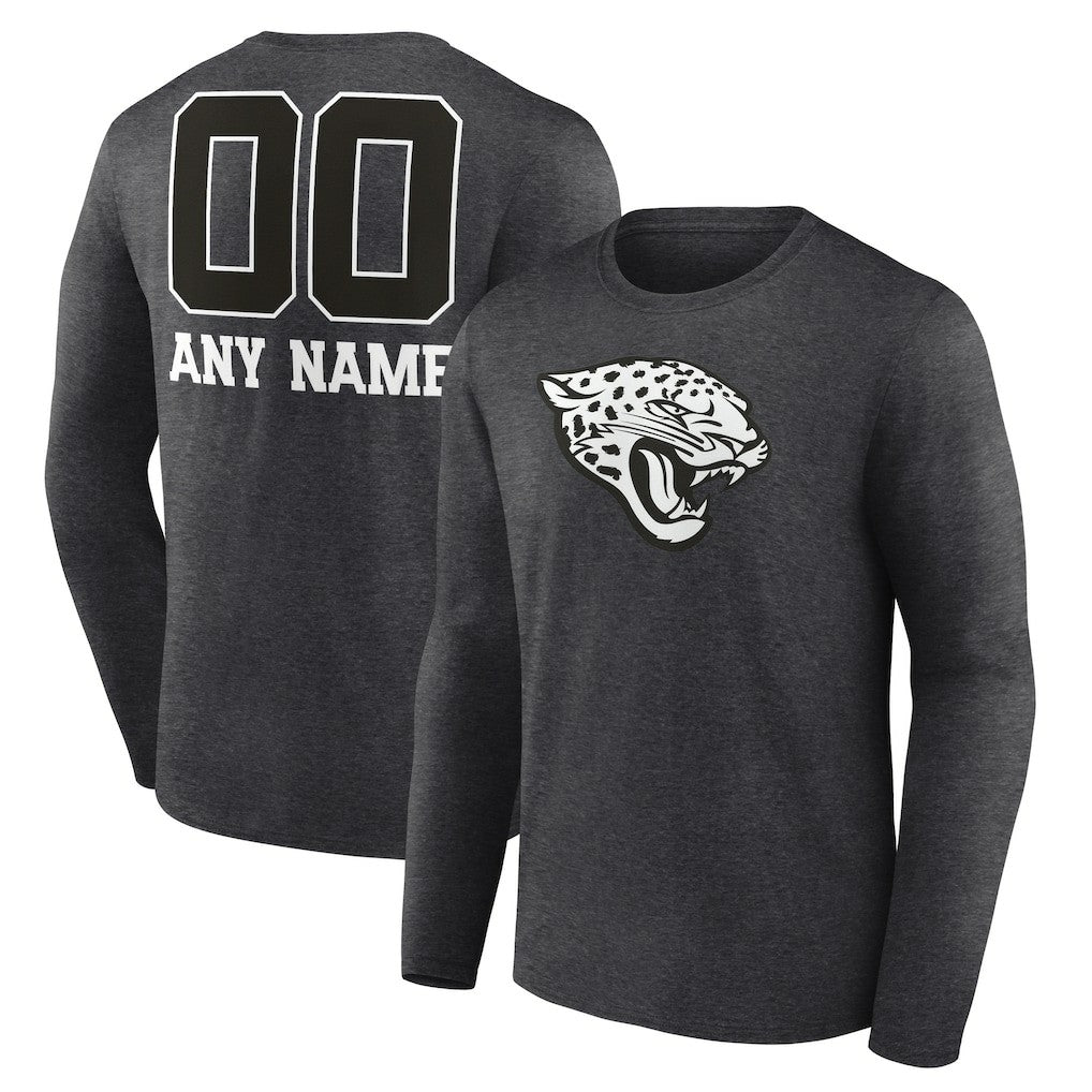 Jacksonville Jaguars Personalized Name & Number Monochrome Long Sleeve T-Shirt - Charcoal for sale
