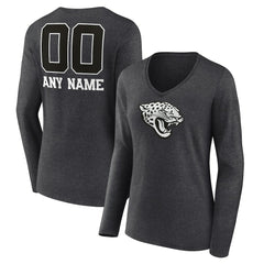 Jacksonville Jaguars Women's Personalized Name & Number Monochrome V-neck T-Shirt - Charcoal discount