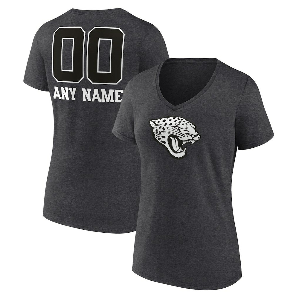 Jacksonville Jaguars Women's Personalized Name & Number Monochrome V-Neck Long Sleeve T-Shirt - Charcoal cheap