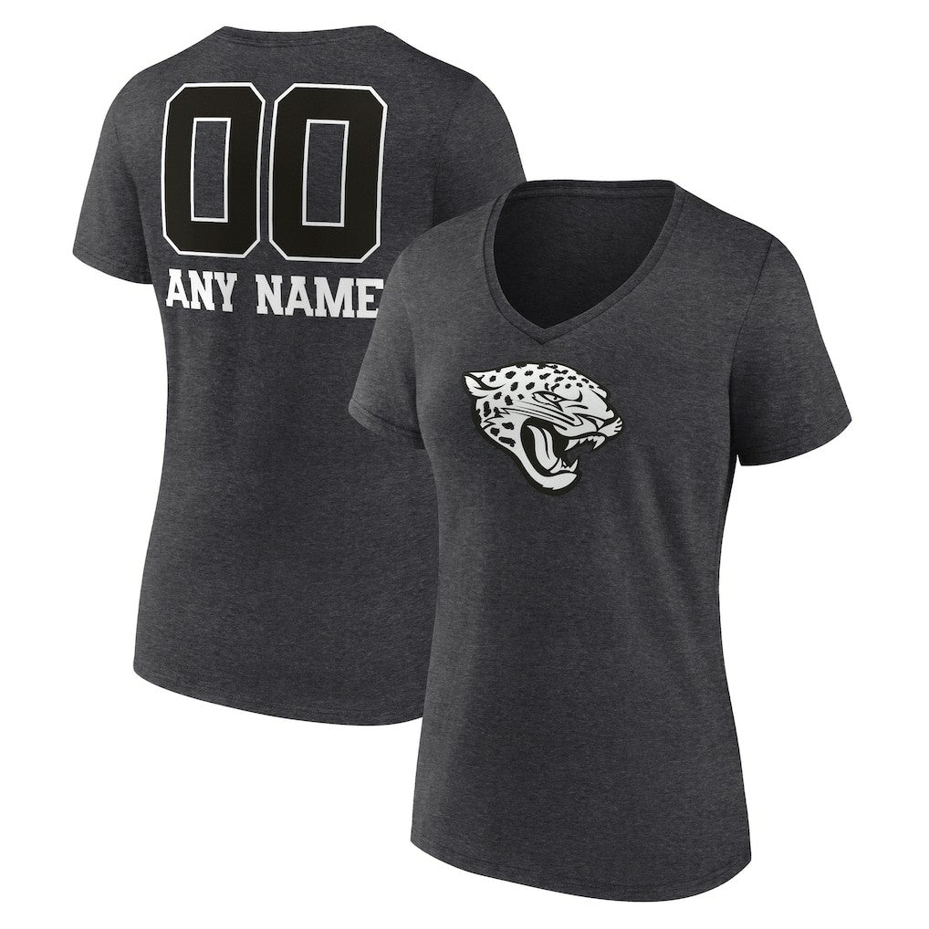 Jacksonville Jaguars Women's Personalized Name & Number Monochrome V-Neck Long Sleeve T-Shirt - Charcoal cheap