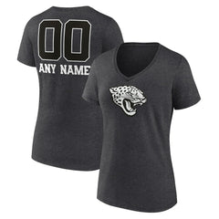 Jacksonville Jaguars Women's Personalized Name & Number Monochrome V-Neck Long Sleeve T-Shirt - Charcoal cheap