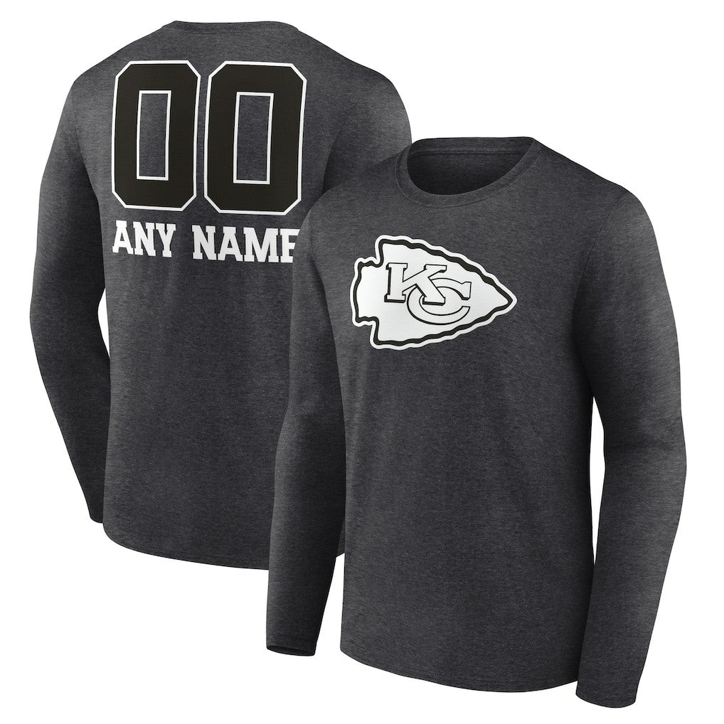 Kansas City Chiefs Personalized Name & Number Monochrome Long Sleeve T-Shirt - Charcoal sale