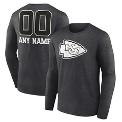 Kansas City Chiefs Personalized Name & Number Monochrome Long Sleeve T-Shirt - Charcoal sale