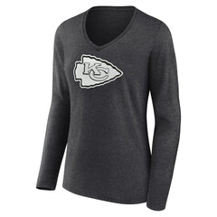 Kansas City Chiefs Women's Personalized Name & Number Monochrome V-neck T-Shirt - Charcoal for sale
