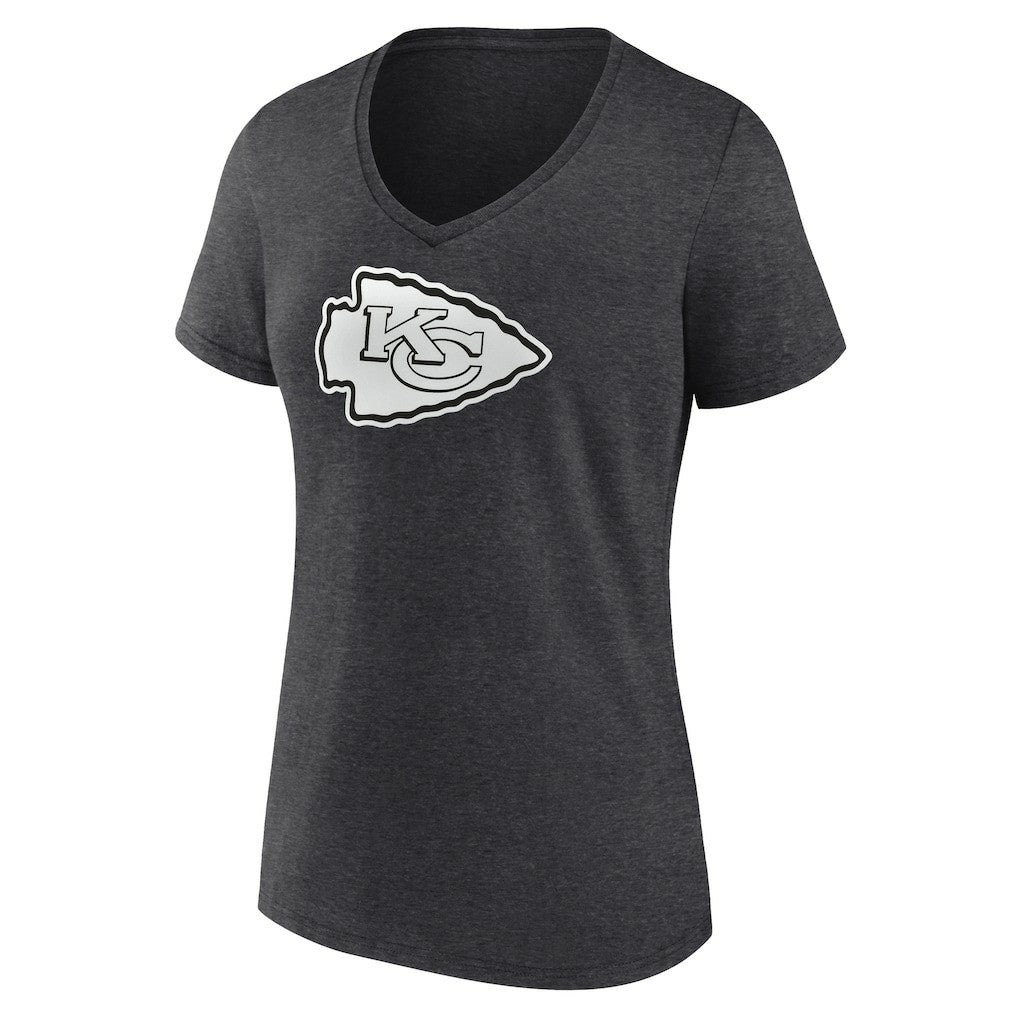 Kansas City Chiefs Women's Personalized Name & Number Monochrome V-Neck Long Sleeve T-Shirt - Charcoal for sale