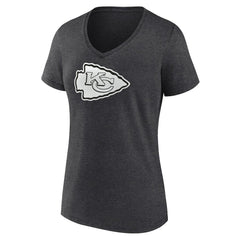 Kansas City Chiefs Women's Personalized Name & Number Monochrome V-Neck Long Sleeve T-Shirt - Charcoal for sale