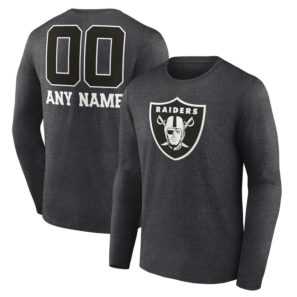 Las Vegas Raiders Personalized Name & Number Monochrome Long Sleeve T-Shirt - Charcoal online