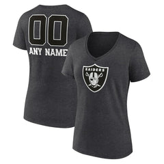 Las Vegas Raiders Women's Personalized Name & Number Monochrome V-Neck Long Sleeve T-Shirt - Charcoal outlet