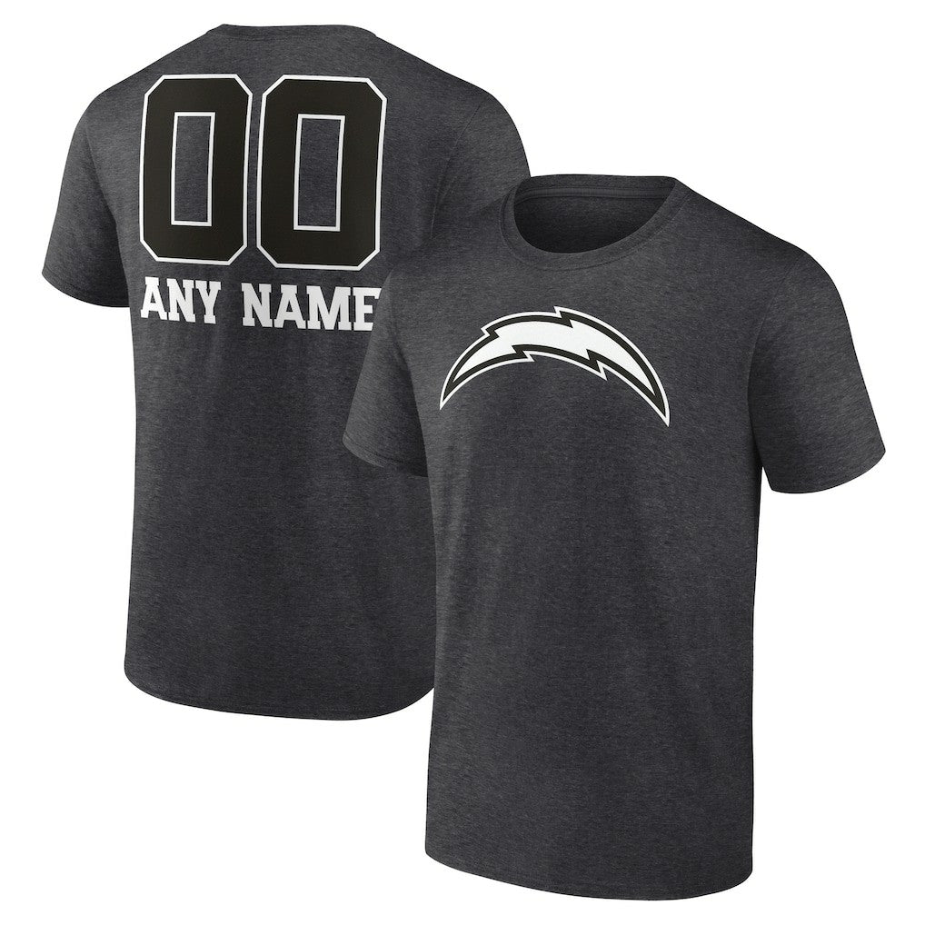 Los Angeles Chargers Personalized Name & Number Monochrome T-Shirt - Charcoal on sale