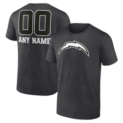 Los Angeles Chargers Personalized Name & Number Monochrome T-Shirt - Charcoal on sale