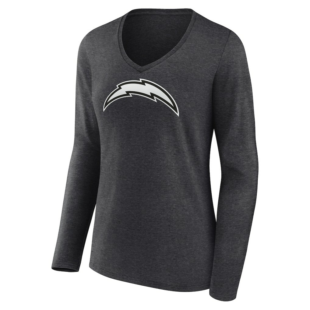 Los Angeles Chargers Women's Personalized Name & Number Monochrome V-neck T-Shirt - Charcoal sale