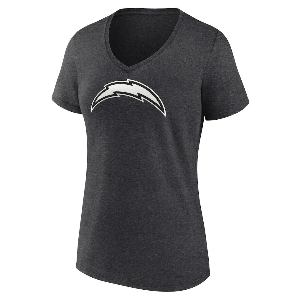 Los Angeles Chargers Women's Personalized Name & Number Monochrome V-Neck Long Sleeve T-Shirt - Charcoal on sale