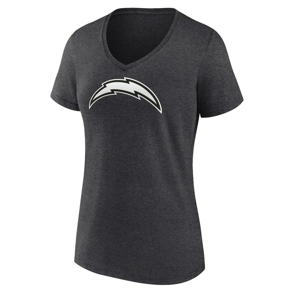 Los Angeles Chargers Women's Personalized Name & Number Monochrome V-Neck Long Sleeve T-Shirt - Charcoal on sale
