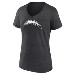 Los Angeles Chargers Women's Personalized Name & Number Monochrome V-Neck Long Sleeve T-Shirt - Charcoal on sale