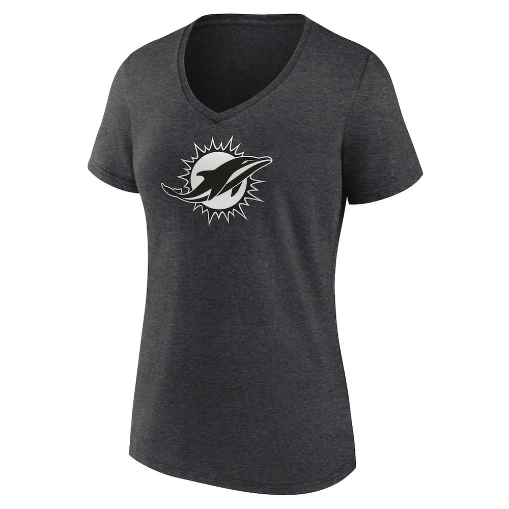 Miami Dolphins Women's Personalized Name & Number Monochrome V-Neck Long Sleeve T-Shirt - Charcoal cheap