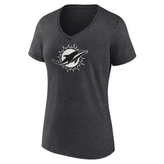 Miami Dolphins Women's Personalized Name & Number Monochrome V-Neck Long Sleeve T-Shirt - Charcoal cheap