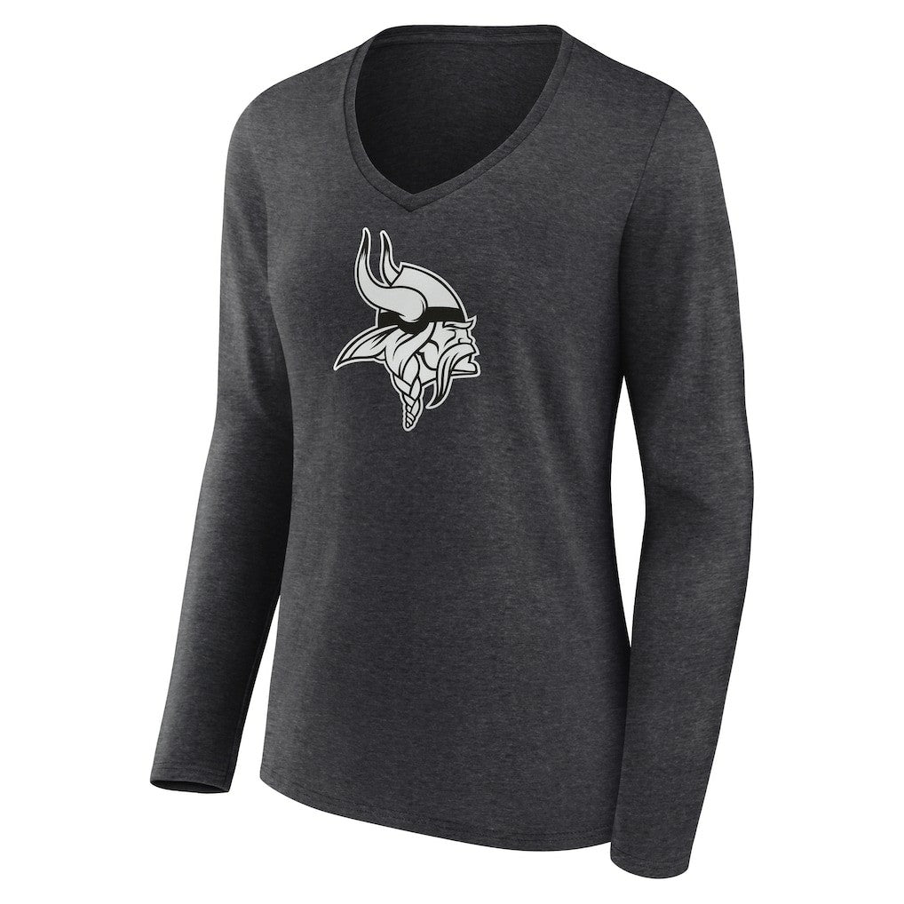 Minnesota Vikings Women's Personalized Name & Number Monochrome V-neck T-Shirt - Charcoal sale