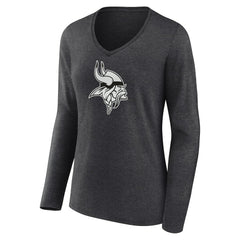 Minnesota Vikings Women's Personalized Name & Number Monochrome V-neck T-Shirt - Charcoal sale