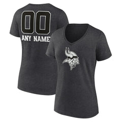 Minnesota Vikings Women's Personalized Name & Number Monochrome V-Neck Long Sleeve T-Shirt - Charcoal cheap