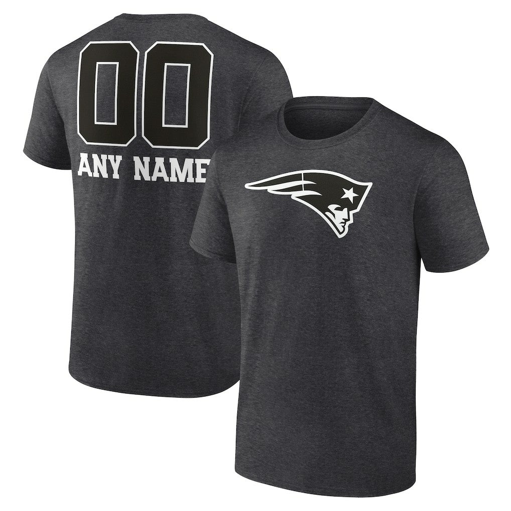 New England Patriots Personalized Name & Number Monochrome T-Shirt - Charcoal for sale