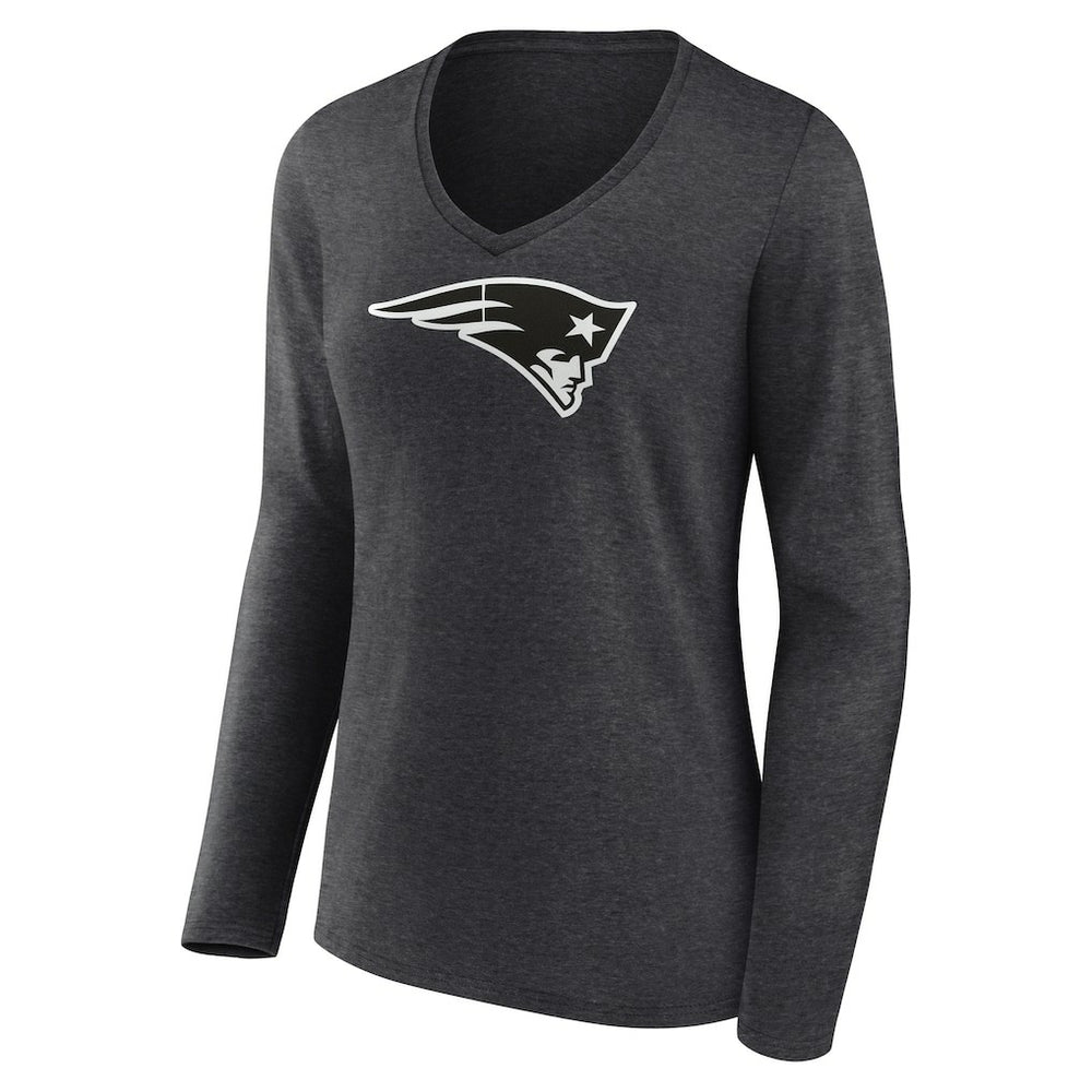 New England Patriots Women's Personalized Name & Number Monochrome V-neck T-Shirt - Charcoal discount
