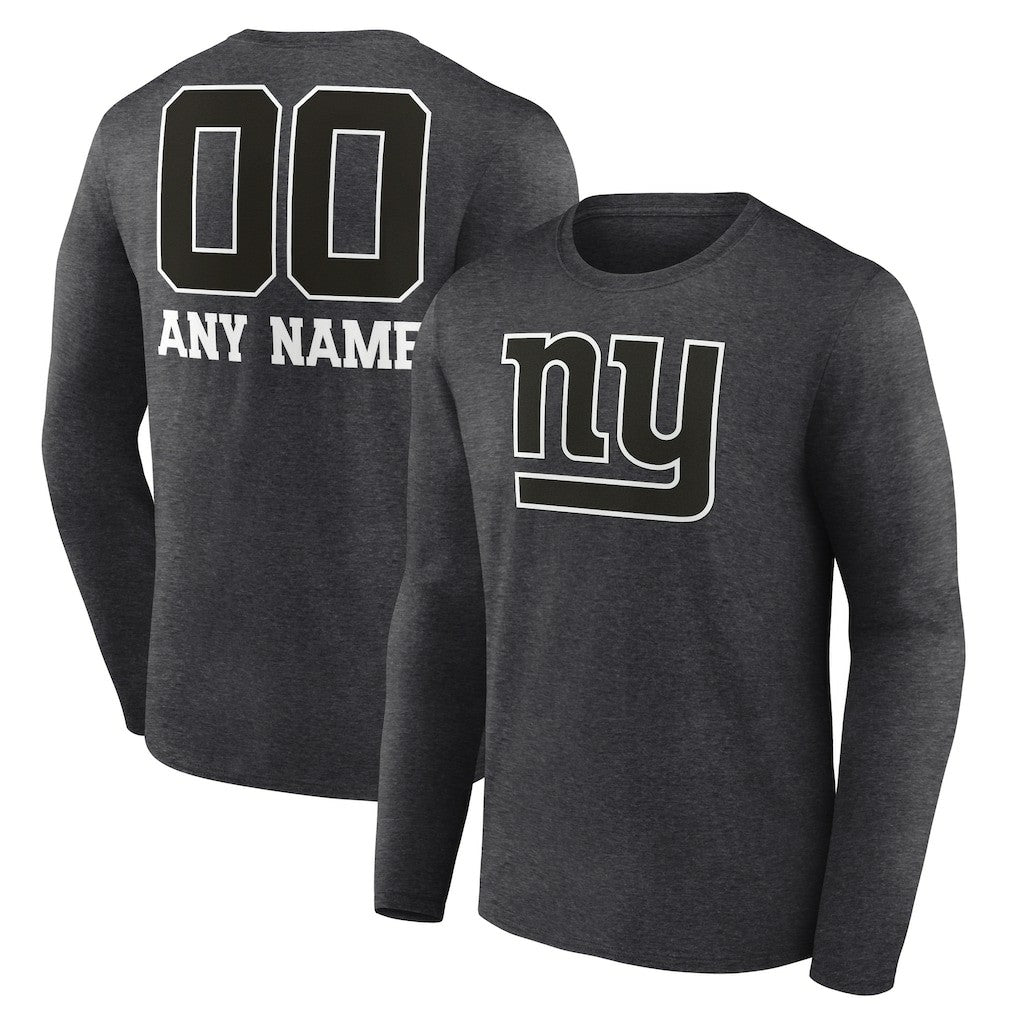 New York Giants Personalized Name & Number Monochrome Long Sleeve T-Shirt - Charcoal on sale