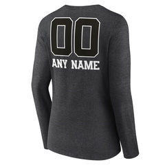 New York Giants Women's Personalized Name & Number Monochrome V-neck T-Shirt - Charcoal for sale