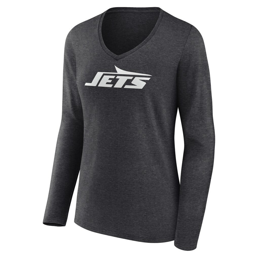 New York Jets Women's Personalized Name & Number Monochrome V-neck T-Shirt - Charcoal outlet