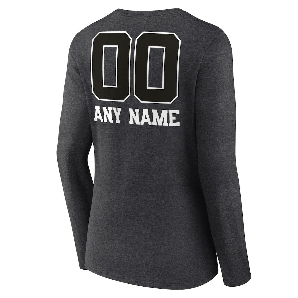 New York Jets Women's Personalized Name & Number Monochrome V-neck T-Shirt - Charcoal outlet