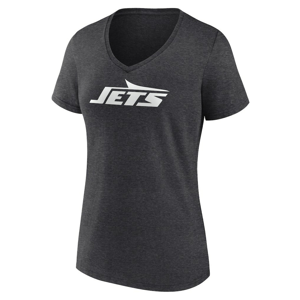 New York Jets Women's Personalized Name & Number Monochrome V-Neck Long Sleeve T-Shirt - Charcoal outlet