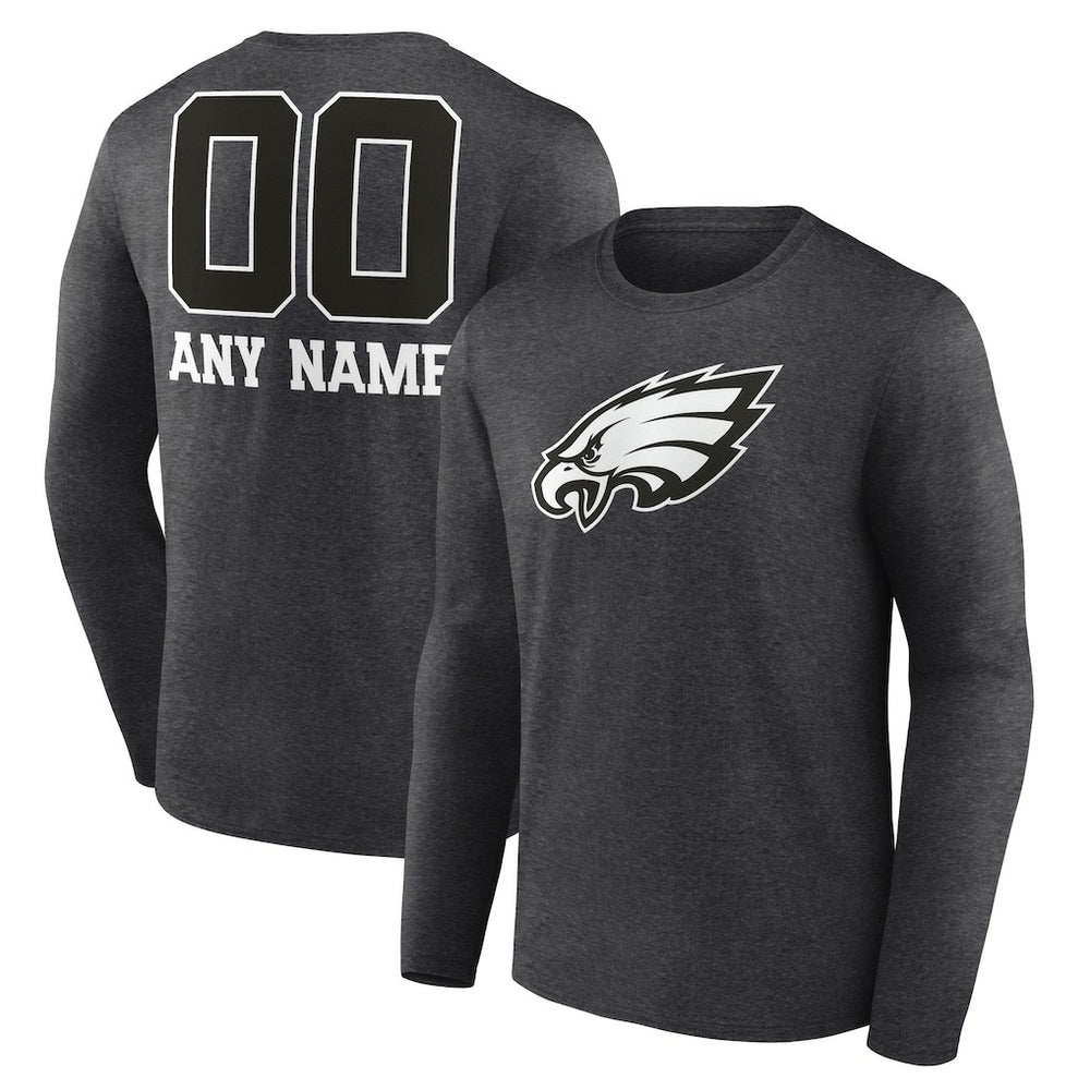 Philadelphia Eagles Personalized Name & Number Monochrome Long Sleeve T-Shirt - Charcoal outlet