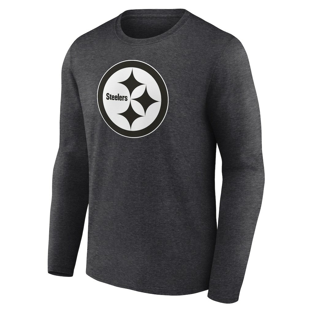 Pittsburgh Steelers Personalized Name & Number Monochrome Long Sleeve T-Shirt - Charcoal on sale
