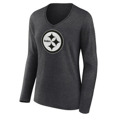 Pittsburgh Steelers Women's Personalized Name & Number Monochrome V-neck T-Shirt - Charcoal online