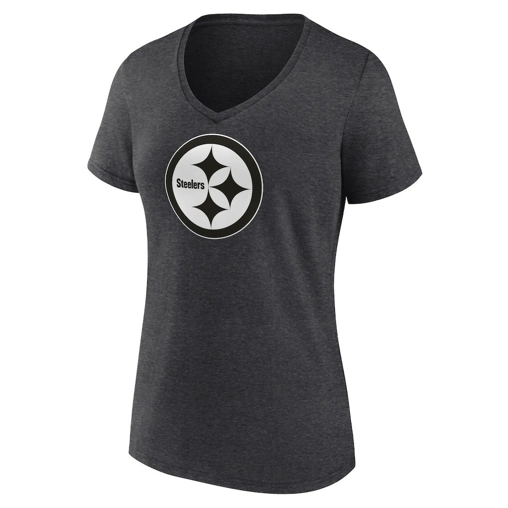 Pittsburgh Steelers Women's Personalized Name & Number Monochrome V-Neck Long Sleeve T-Shirt - Charcoal cheap