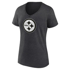 Pittsburgh Steelers Women's Personalized Name & Number Monochrome V-Neck Long Sleeve T-Shirt - Charcoal cheap