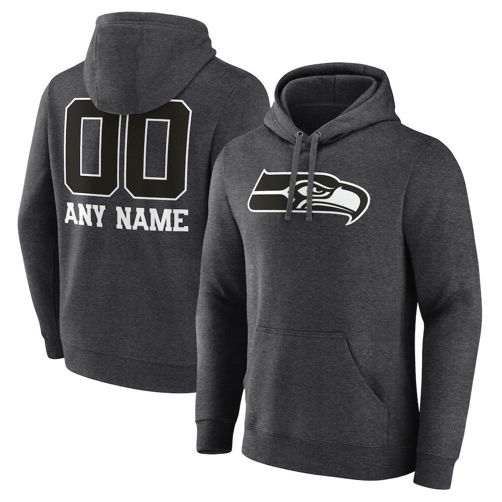 Seattle Seahawks Personalized Name & Number Monochrome Pullover Hoodie - Charcoal for sale