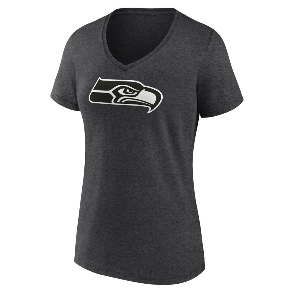 Seattle Seahawks Women's Personalized Name & Number Monochrome V-Neck Long Sleeve T-Shirt - Charcoal on sale