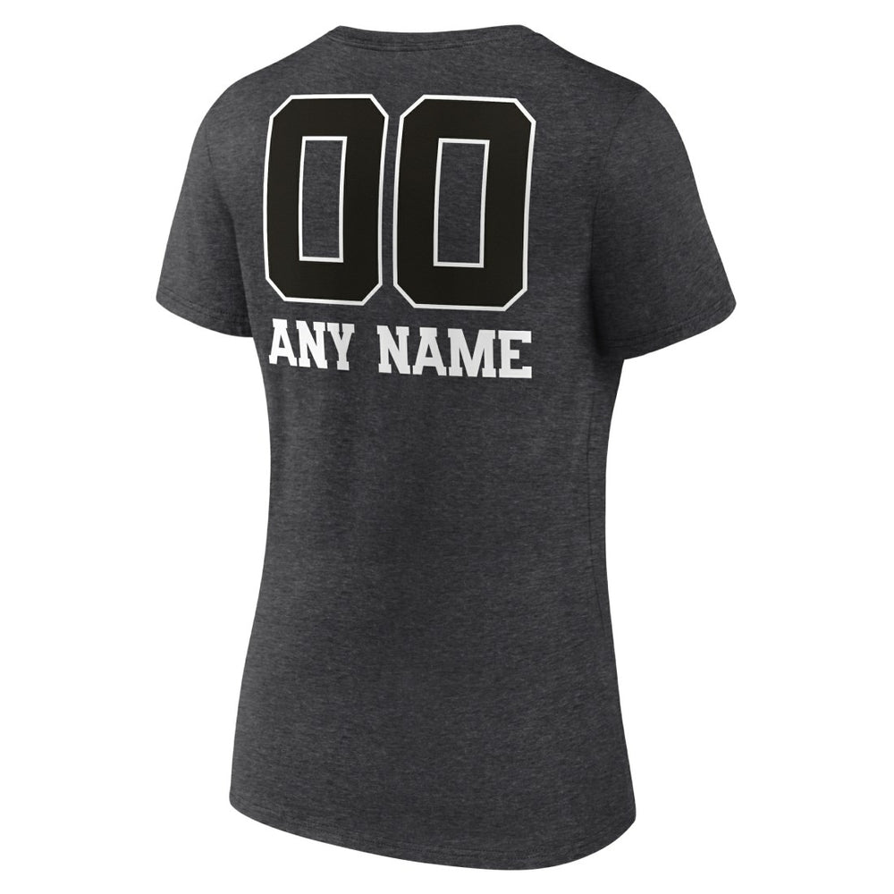 Seattle Seahawks Women's Personalized Name & Number Monochrome V-Neck Long Sleeve T-Shirt - Charcoal on sale