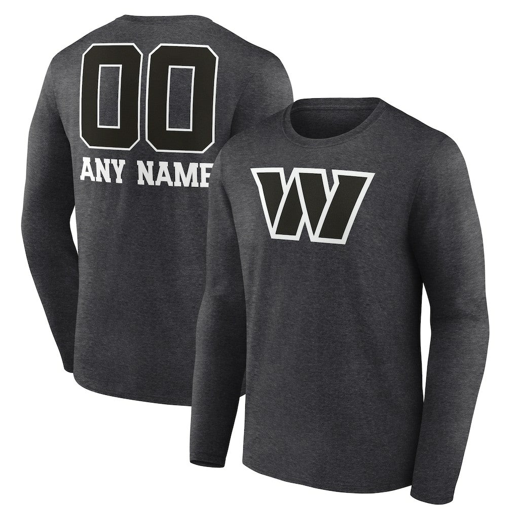 Washington Commanders Personalized Name & Number Monochrome Long Sleeve T-Shirt - Charcoal on sale
