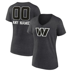 Washington Commanders Women's Personalized Name & Number Monochrome V-Neck Long Sleeve T-Shirt - Charcoal cheap