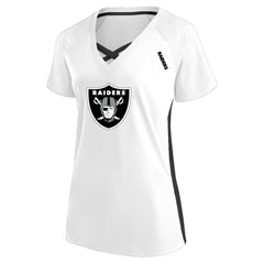 Las Vegas Raiders Women's Plus Size Glitter Lace-Up V- Neck T-Shirt - White for sale