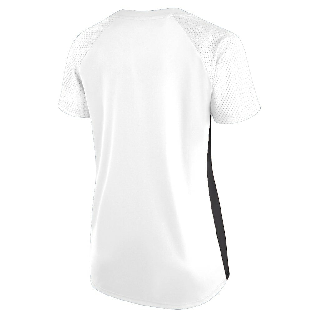 Las Vegas Raiders Women's Plus Size Glitter Lace-Up V- Neck T-Shirt - White for sale