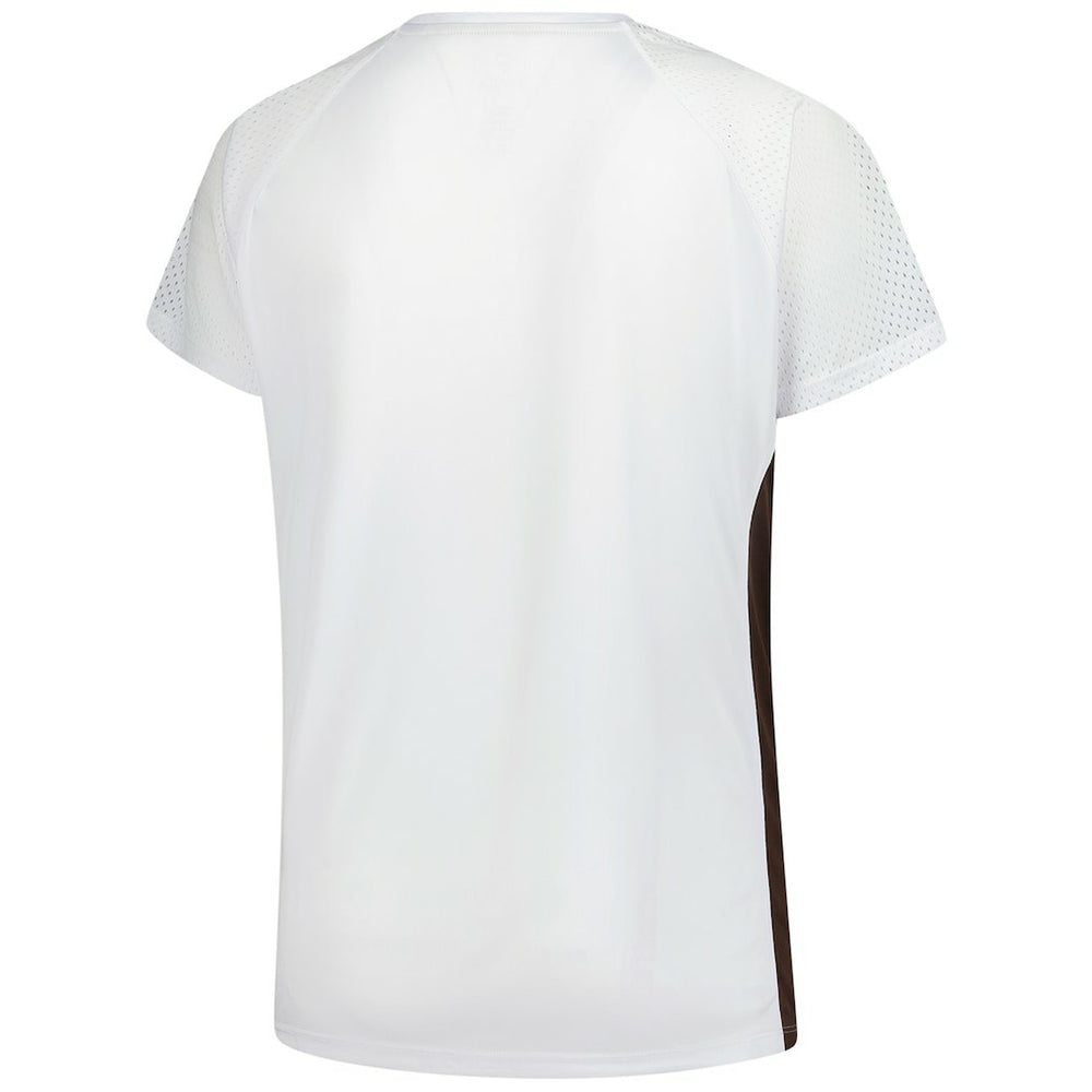 Cleveland Browns Women's Plus Size Glitter Lace-Up V- Neck T-Shirt - White on sale