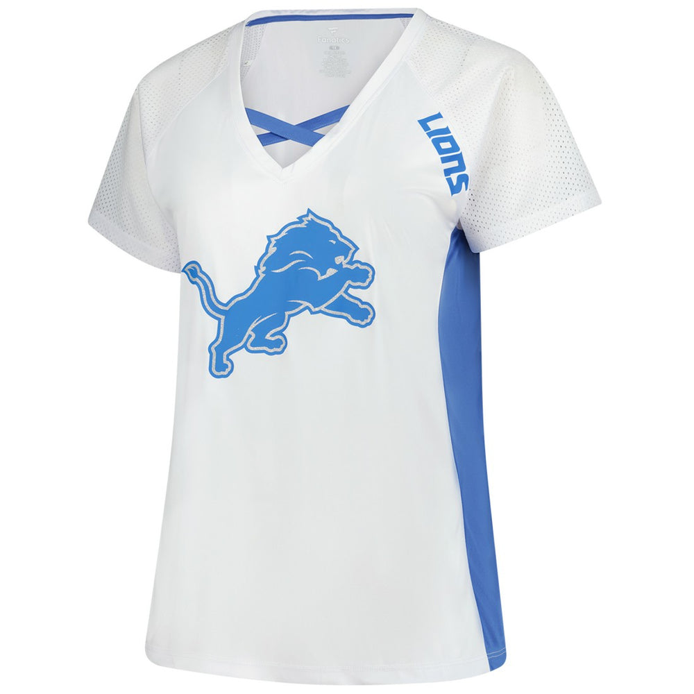 Detroit Lions Women's Plus Size Glitter Lace-Up V- Neck T-Shirt - White sale