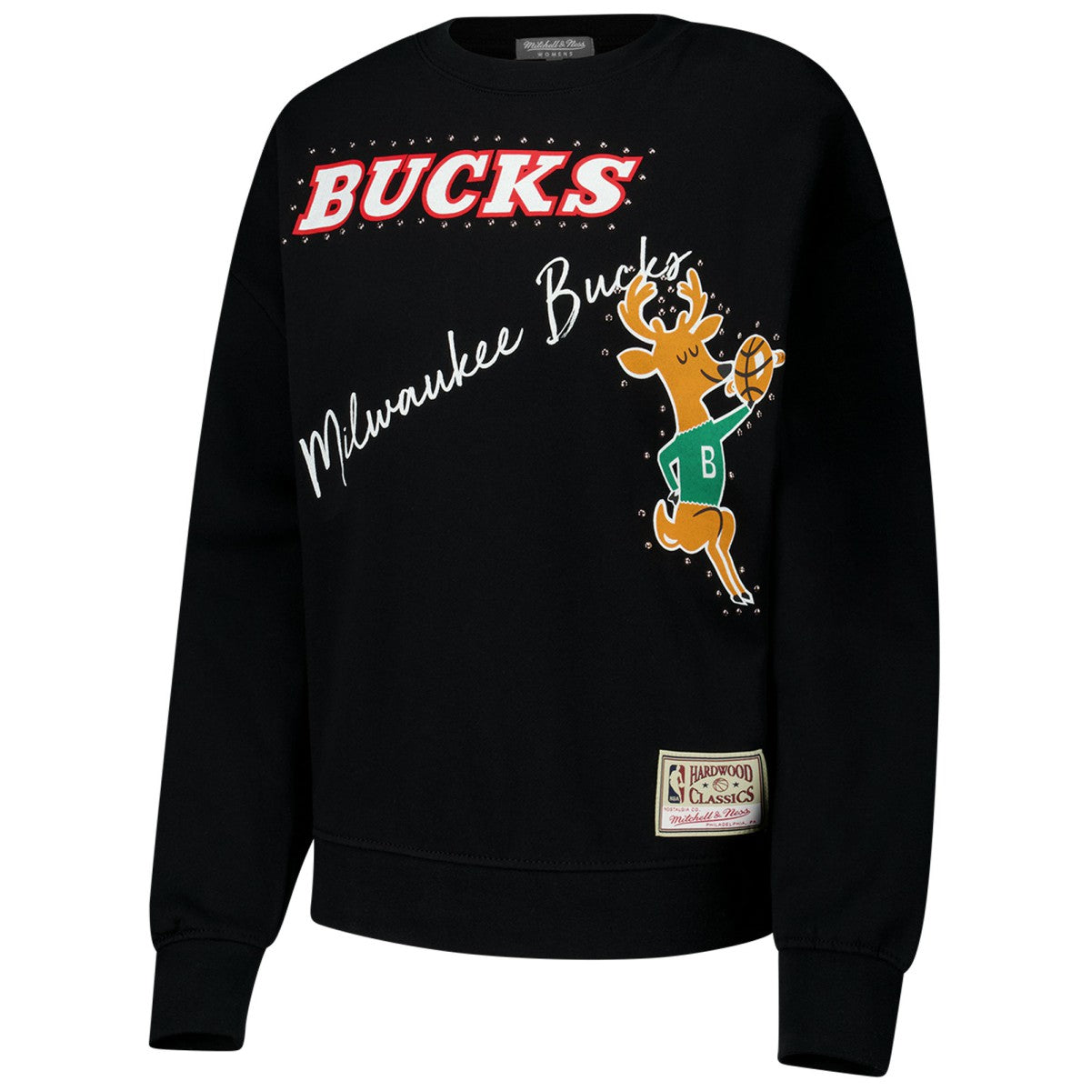 Milwaukee Bucks Women's Hardwood Classics Home Team Pullover Sweatshirt - Black cheap