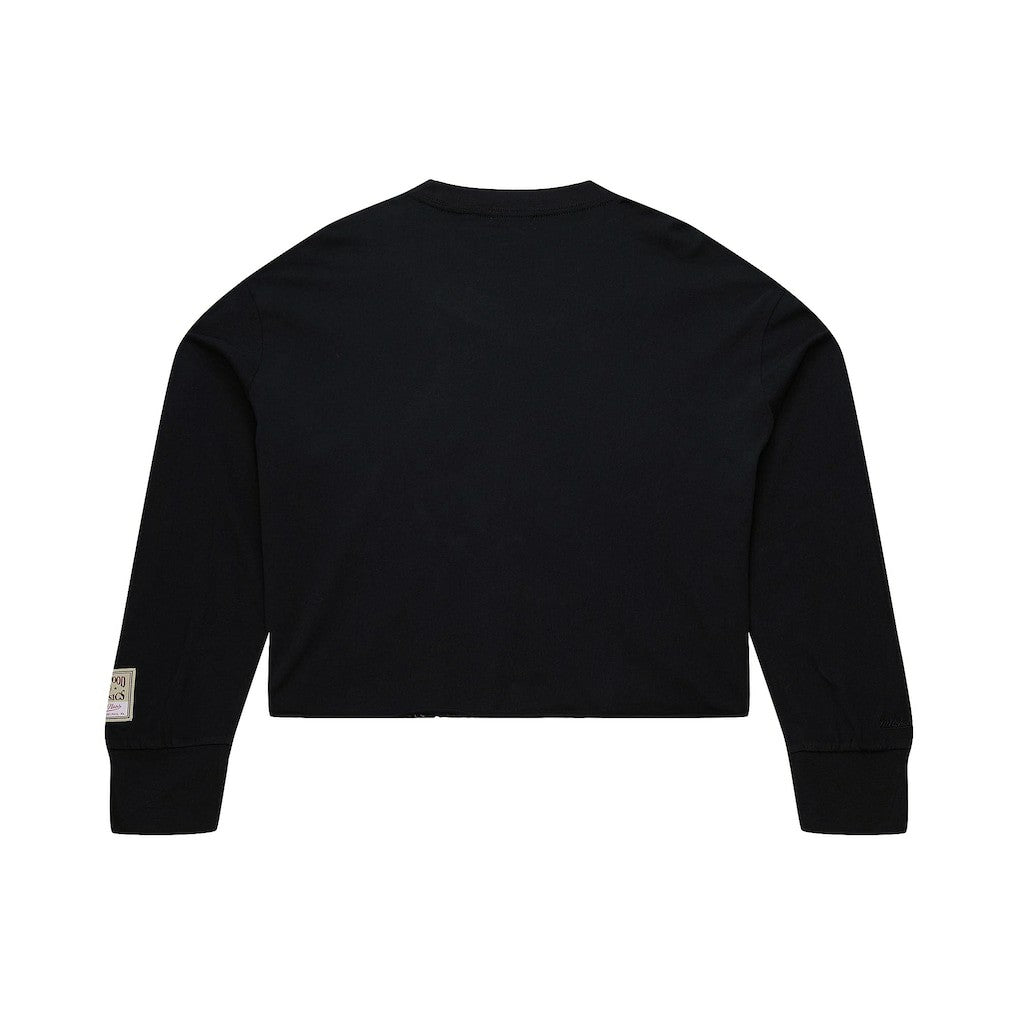 New York Knicks Women's Hardwood Classics Studded Boxy Cropped Long Sleeve T-Shirt - Black on sale