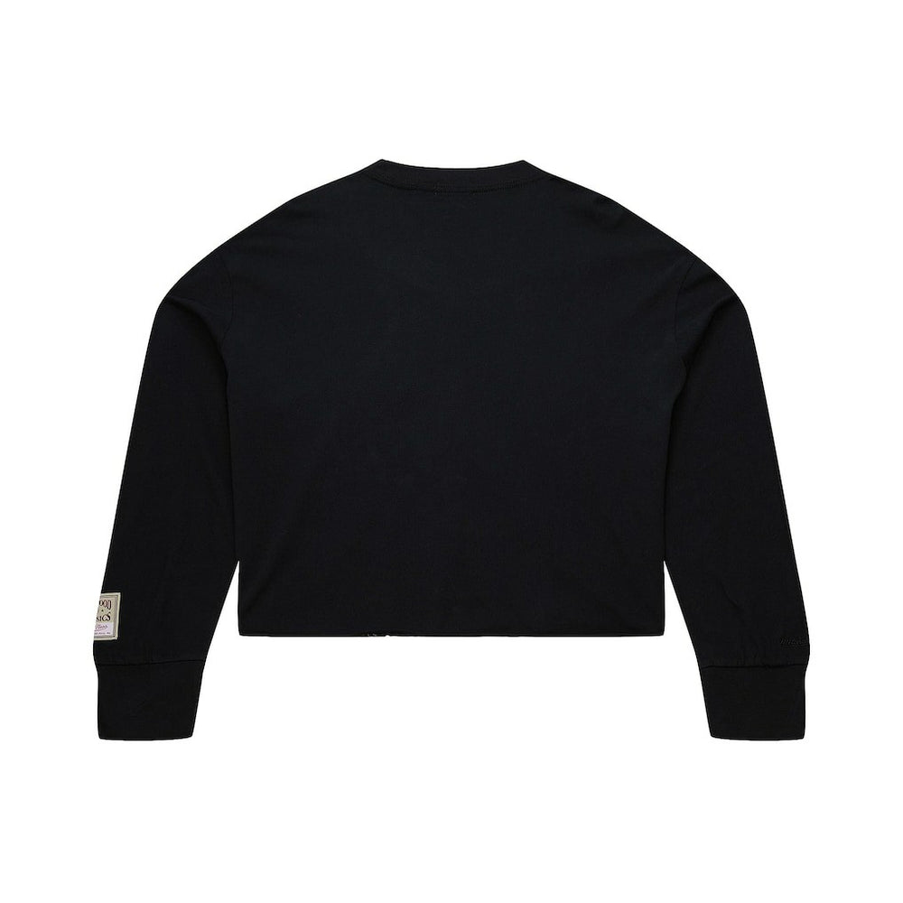 New York Knicks Women's Hardwood Classics Studded Boxy Cropped Long Sleeve T-Shirt - Black on sale