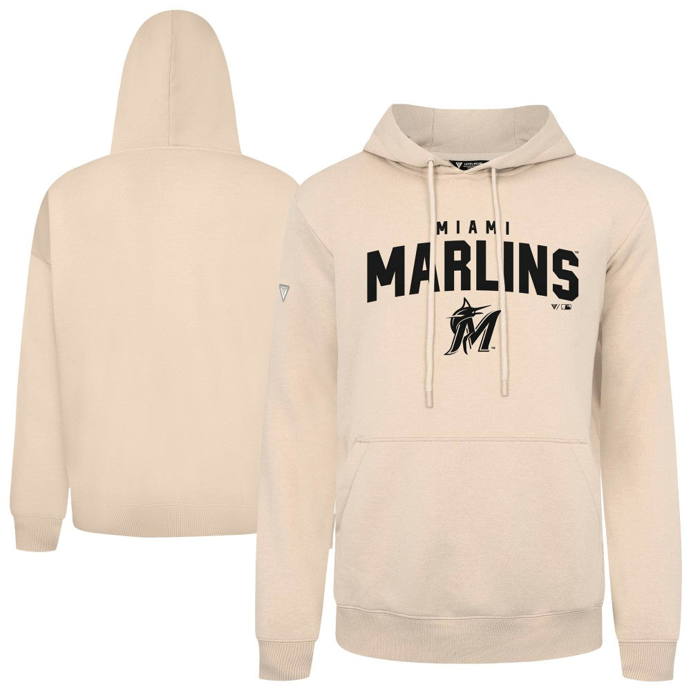 Miami Marlins Levelwear Podium Team Arch Pullover Hoodie Khaki