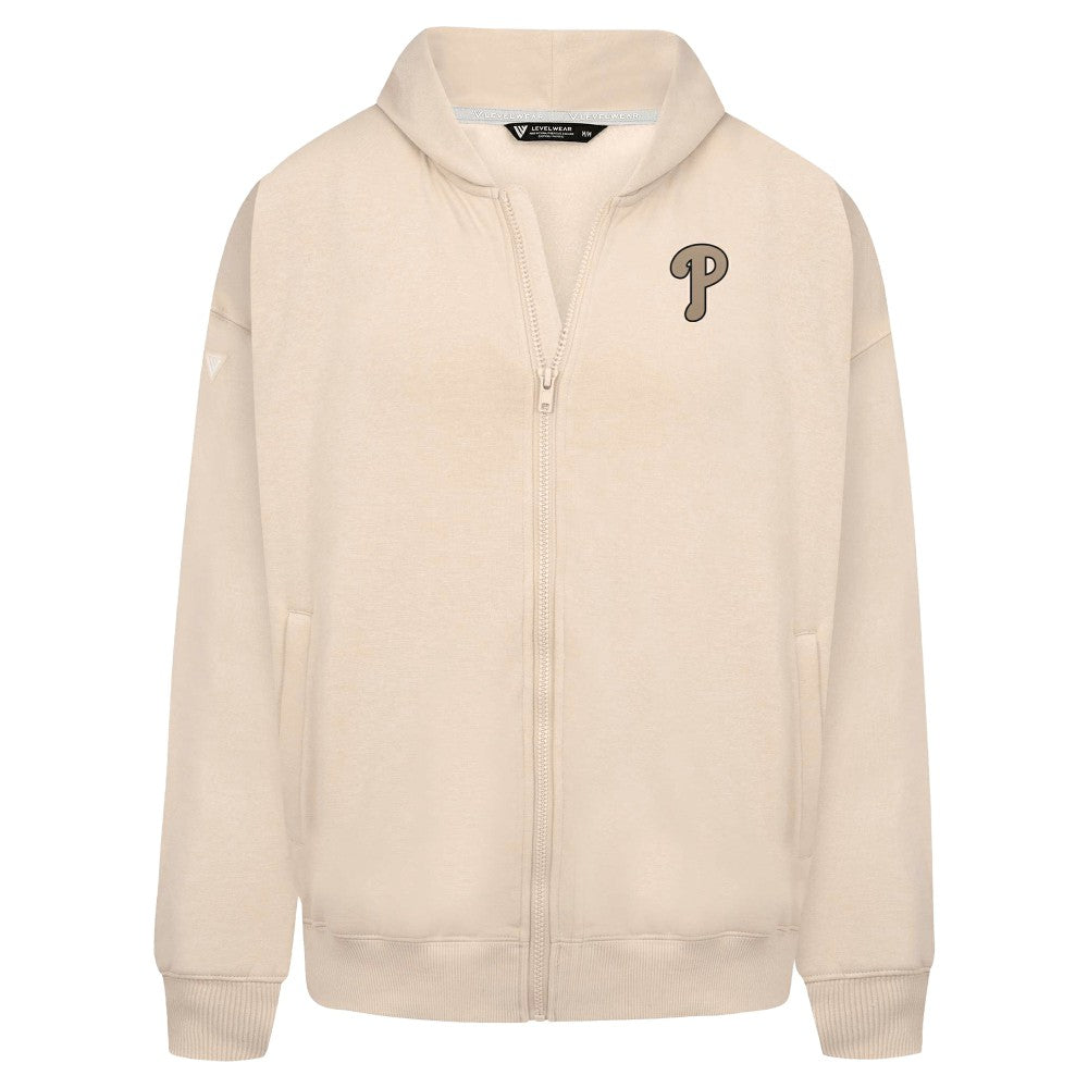 Philadelphia Phillies Levelwear Uphill Oversized Full-Zip Hoodie Khaki